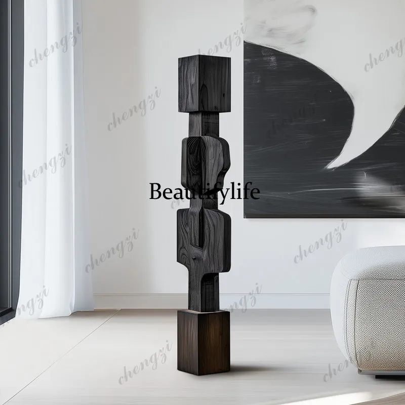 Wood carving floor-to-ceiling ornaments B & B Tea Room Hotel Lobby Soft Decoration Sculpture Club Decoration Art Installation