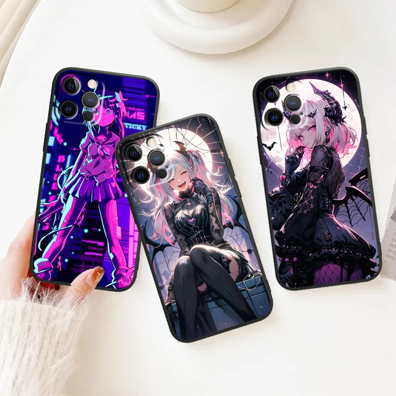 Sanrio Anime Girl For iphone 15 14 13 12 11 8 7 6 6S XS X MAX XR mini Plus Pro Max new Black Phone Case