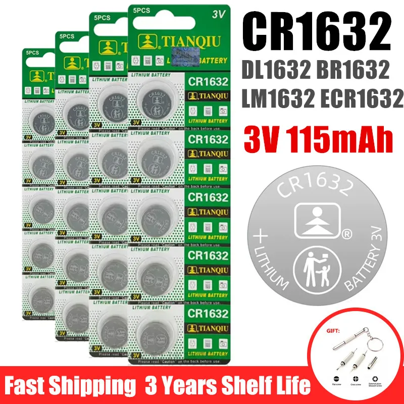 5-60PCS CR1632 3V Lithium Battery CR 1632 DL1632 BR1632 LM1632 ECR1632 3V Coin Cells Batteries For Watch Remote Key