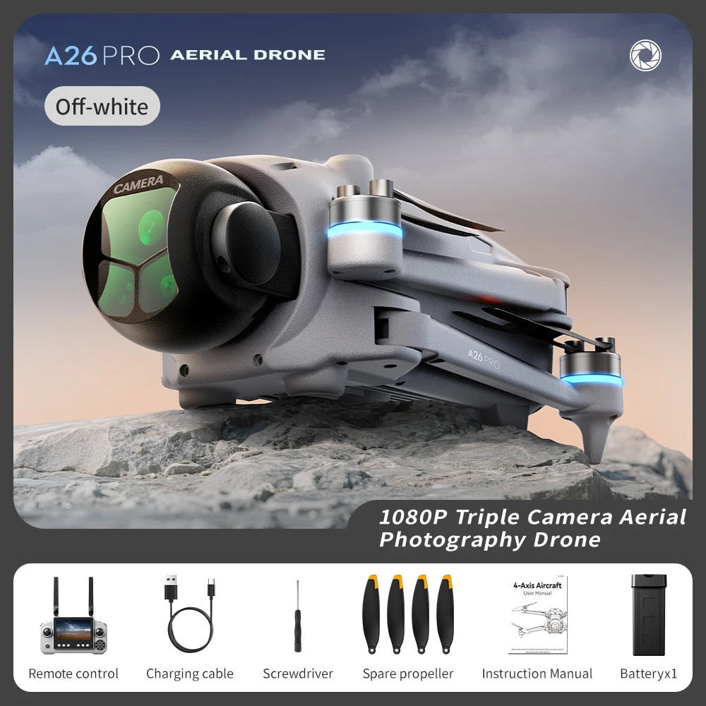 Lenovo A26 Pro Drone 4K HD 8K Drievoudige Camera FPV Borstelloze Motor Obstakelvermijding Opvouwbare RC Quadcopter Professionele Luchtfotografie