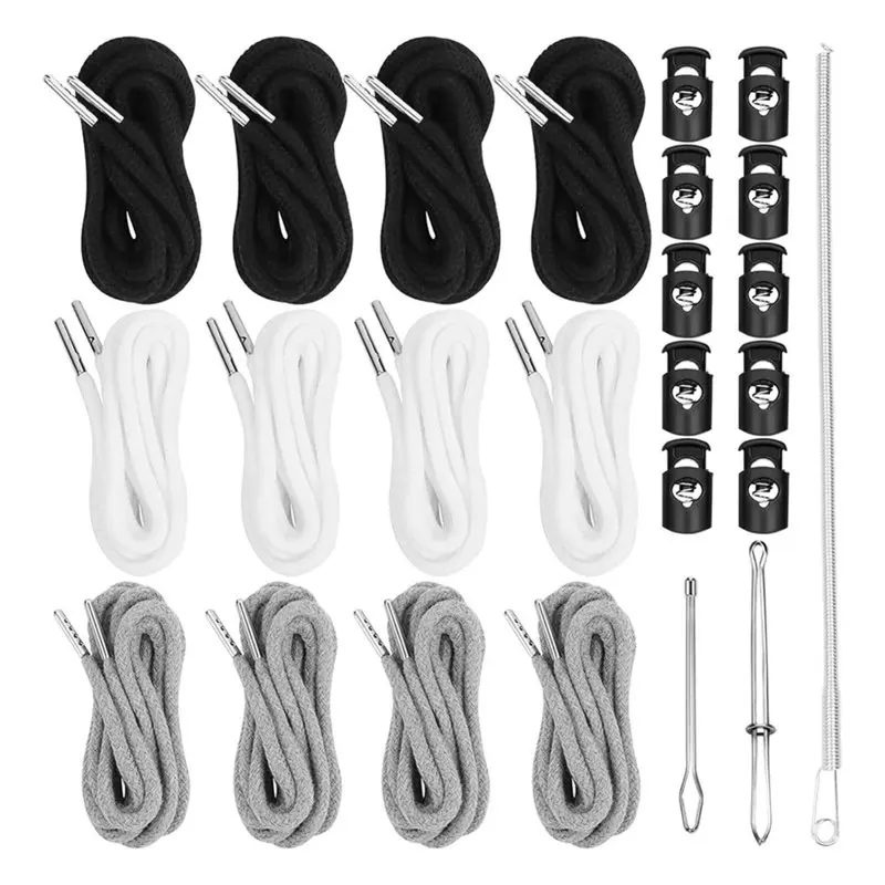 AB66-12PCS Drawstring Cord, 57 Inch Drawstring For Sweatpants, Drawstrings Replacement With Easy Threaders And Cord Locks