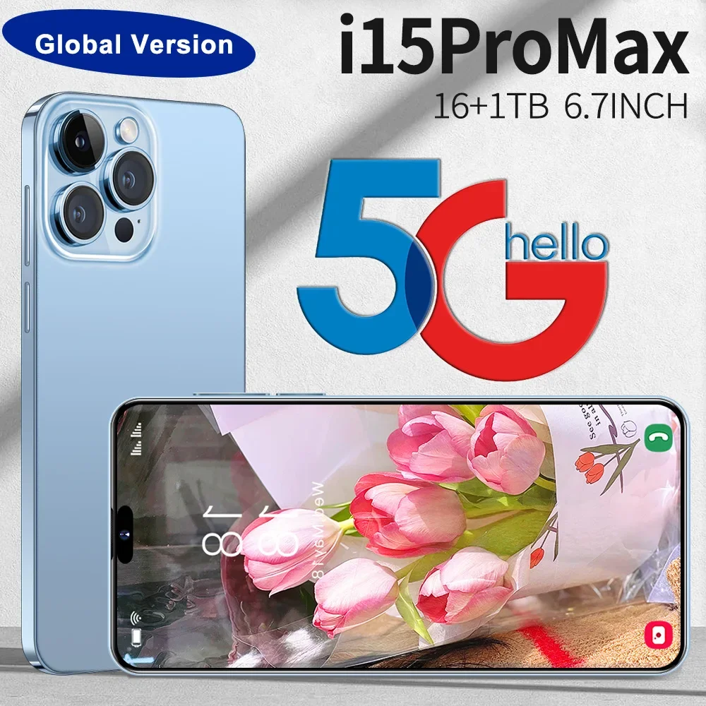 New Arrival Cross-Border Mobile Phone I15ProMax With Hair Screen Smartphone Wholesale Price From Original Factory (Hot Model)