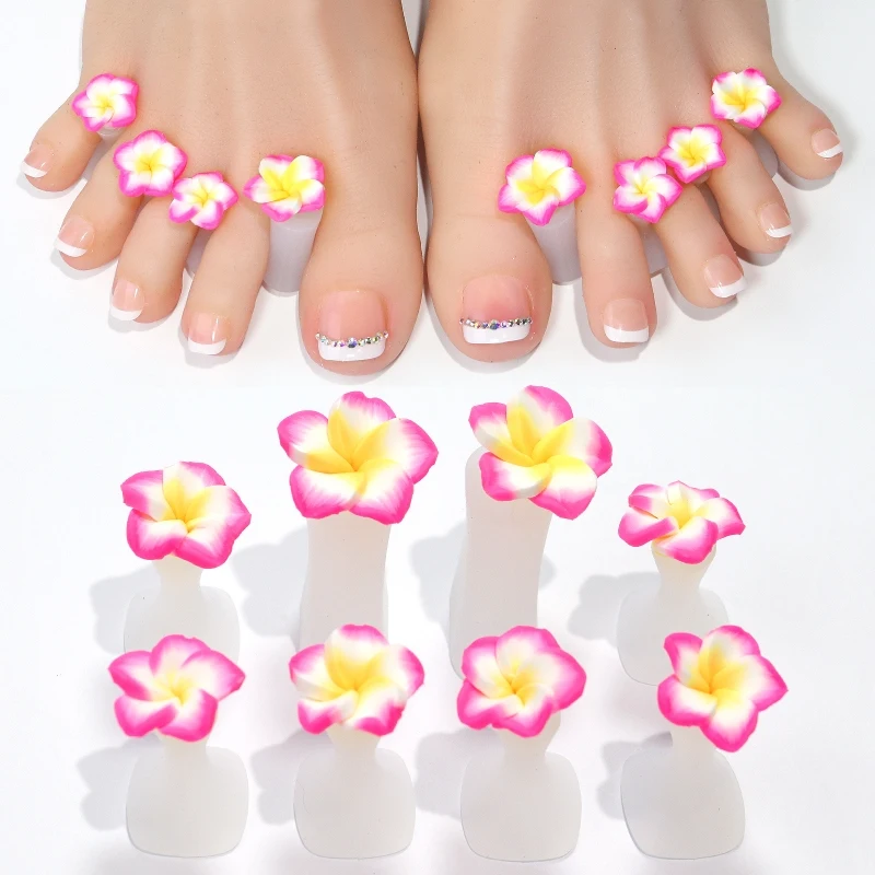 8pcs/Bag Silicone Drill Flower DesignToe Separator For Pedicure Foot Finger Splitter Soft Simple Finger Toe Separation Tool