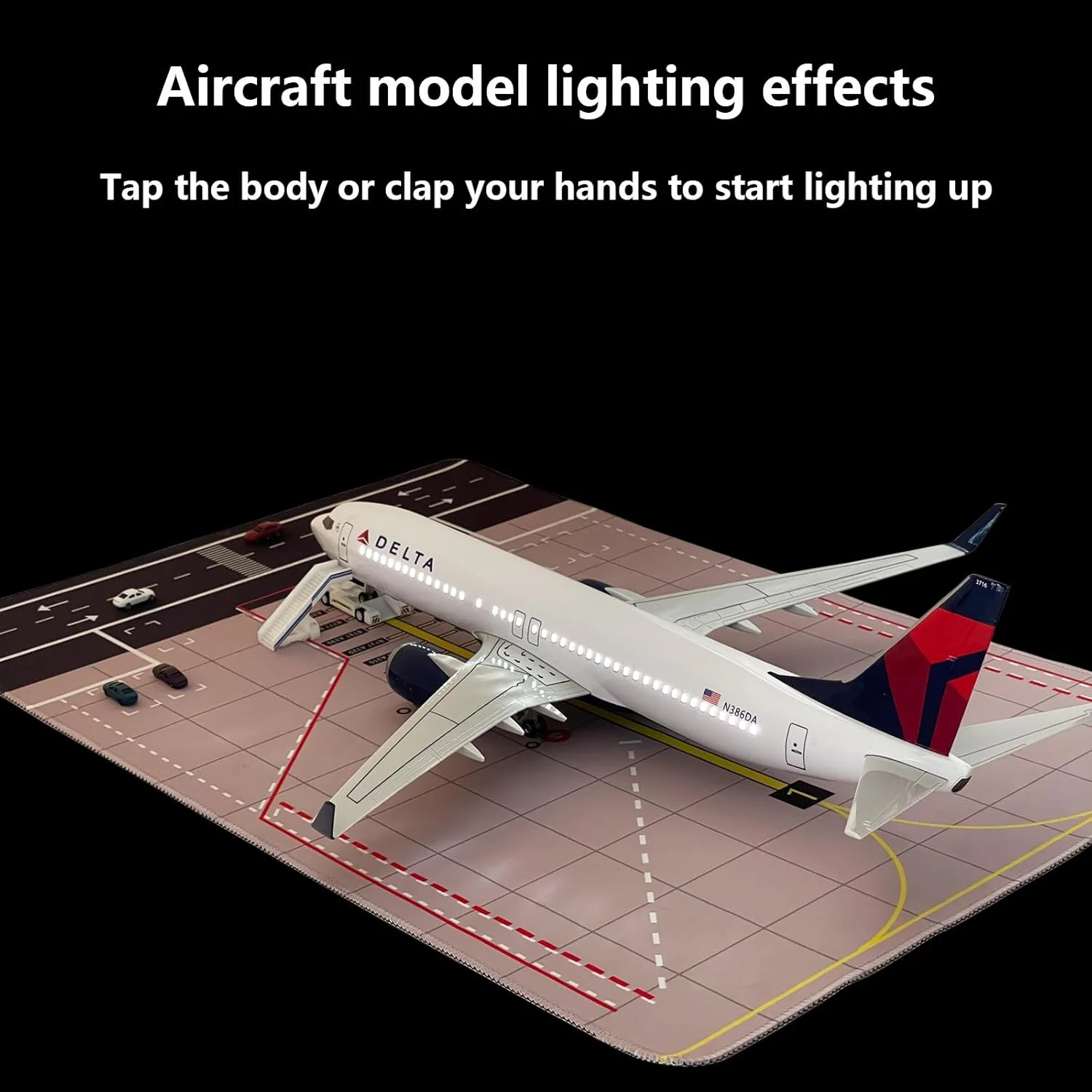 Delta Air Lines Airbus B737 Model Aircraft 47CM 1:142 Scale With Wheel LED Light Die-casting Machine Collected Gift By Aviation