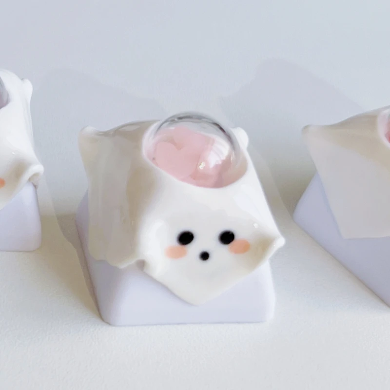 Cute Cartoon Keycaps para teclado mecânico, design original, Handmade Luminous Ghost Keycaps, Acessórios personalizados Anime