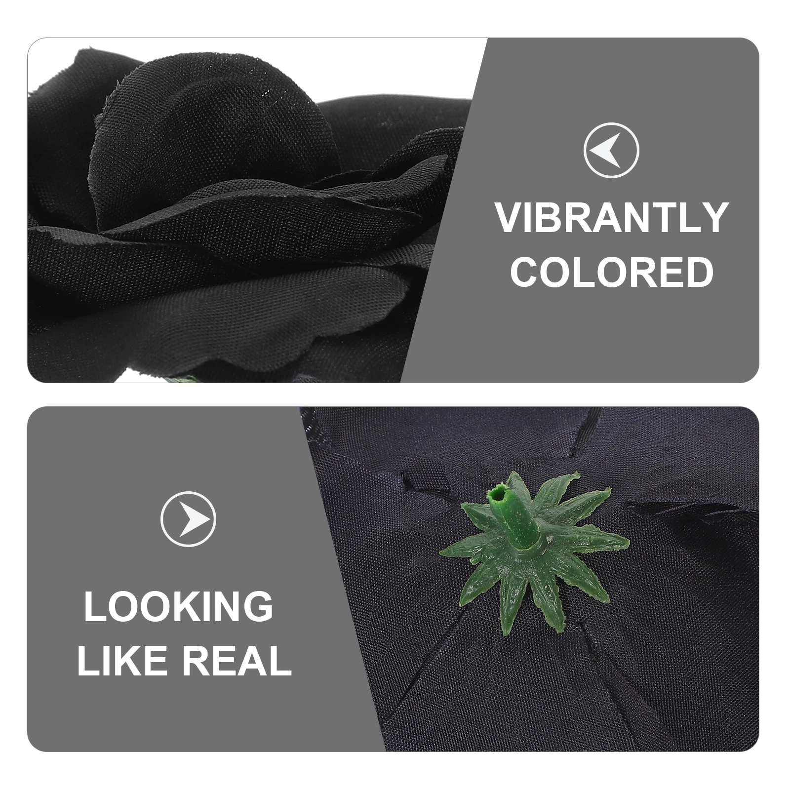 

50pcs Black Silk Flowers Wedding Party Diy Craft Home Garden Artificial Rose Heads Vibrant Color Scrapbook Cards Bows Projects