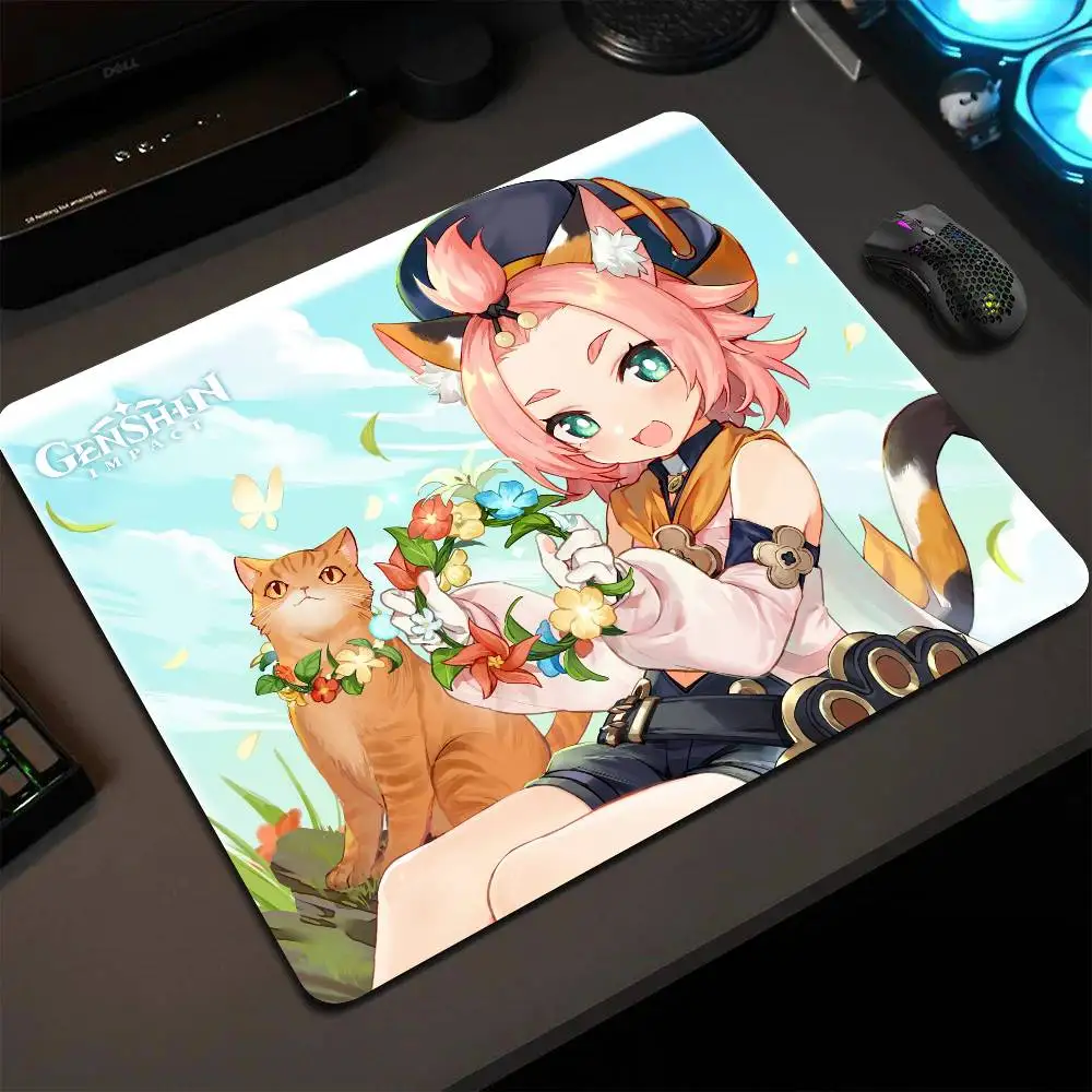 Diona Genshin Impact Mouse Pad 22X18 Square Computer Accessories Office Game Table Mats Rubber Anti-slip Mousepads