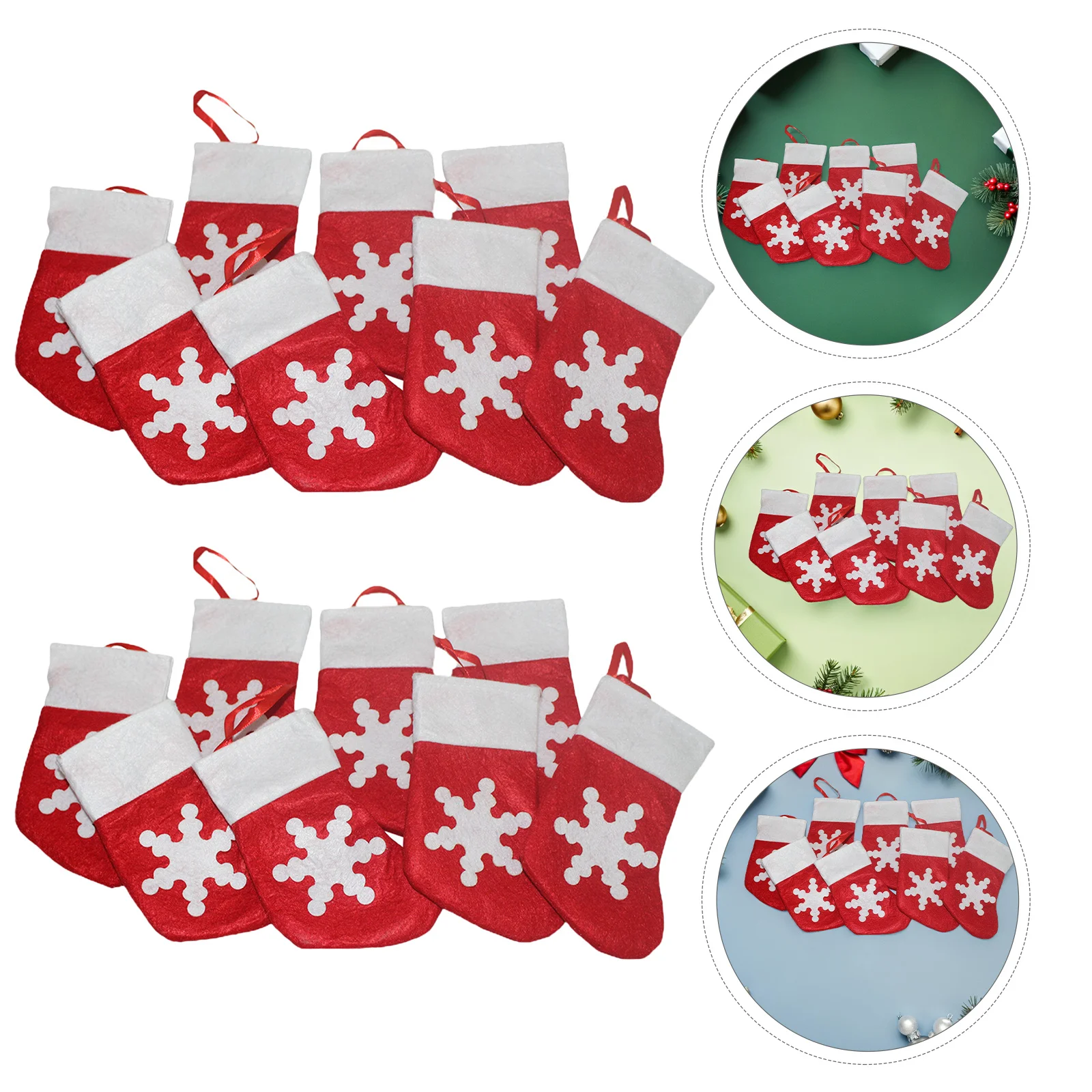 

24pcs Mini Christmas Stockings Snowflake Felt Socks For Candy Snacks Silverware Storage Tableware Holder Holiday Party Decor