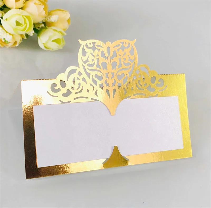 25/50/100pcs Sale Laser Hollowed Out Seat Card Wedding Banquet Full Name Decoration Card Commemorative Day Decoration