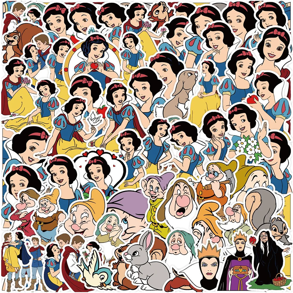

10/30/50pcs Disney Cute Snow White Cartoon Stickers Decals Kid Toy Laptop Scrapbook DIY Phone Suitcase Guitar Graffiti Sticker