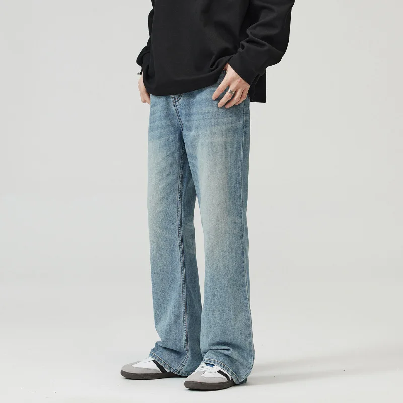 メンズY2Kバギーヒップホップジーンズ - 90年代レトロワイドレッグスケートデニムパンツルーズフィットオーバーサイズストリートウェアポケット付き