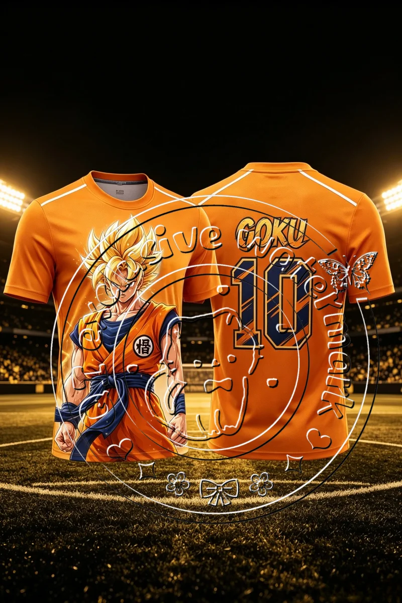 Summer Dragon Ball Super Saiyan Goku No.10 Soccer Jersey 3D Quick Dry Unisex Retro Manga Football Sports Short Sleeve Tee Y2k