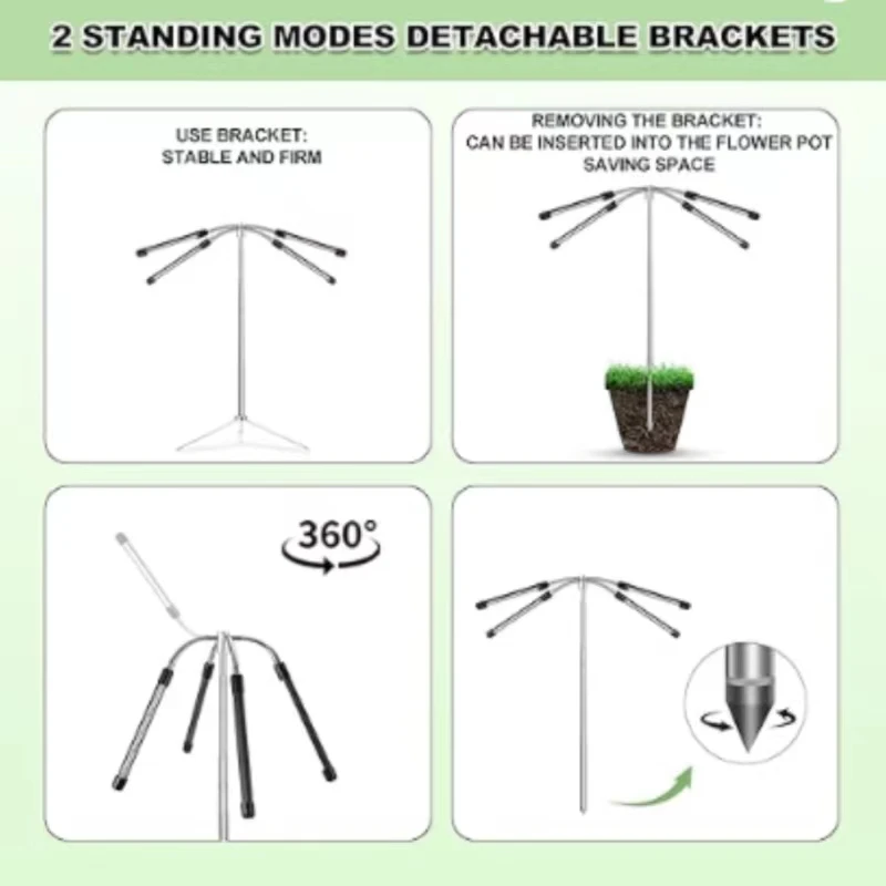 مصباح نمو نبات منزلي كامل الطيف ، مصباح نبات قابل للتعديل مع حامل ثلاثي القوائم قابل للإزالة ، ارتفاع 10-55"