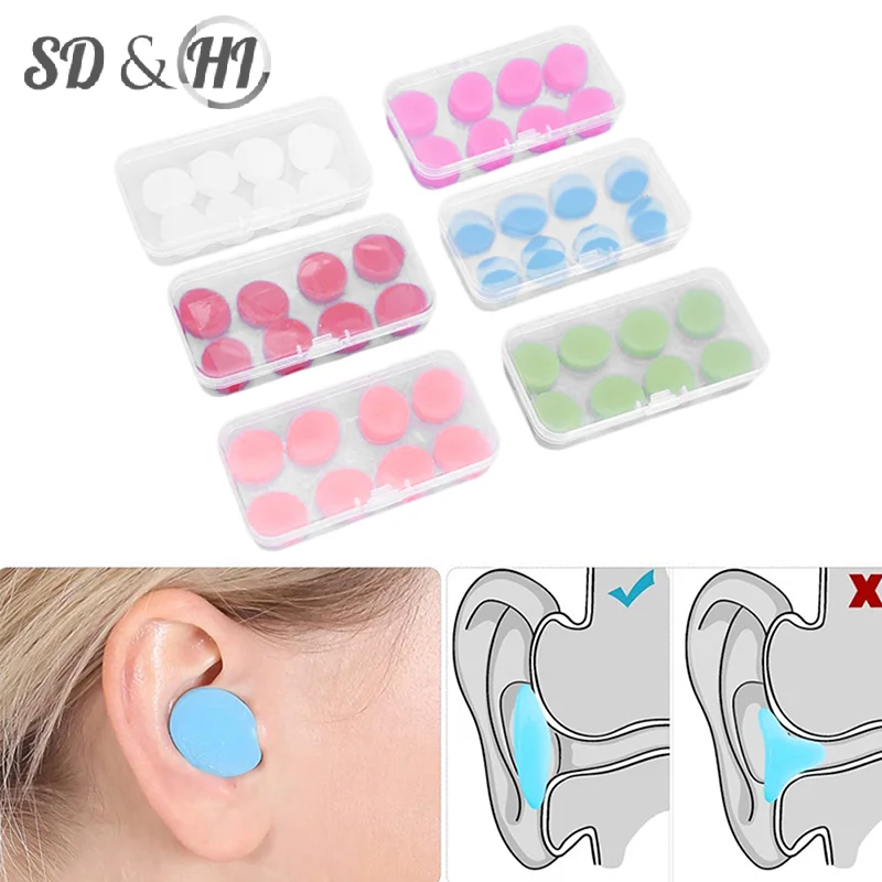 

8PCS/Box Silicone Ear Plugs Noise Reduction Sleep Anti Canceling Sound Insulation Earplug Protection Sleeping Reusable Ear Plugs