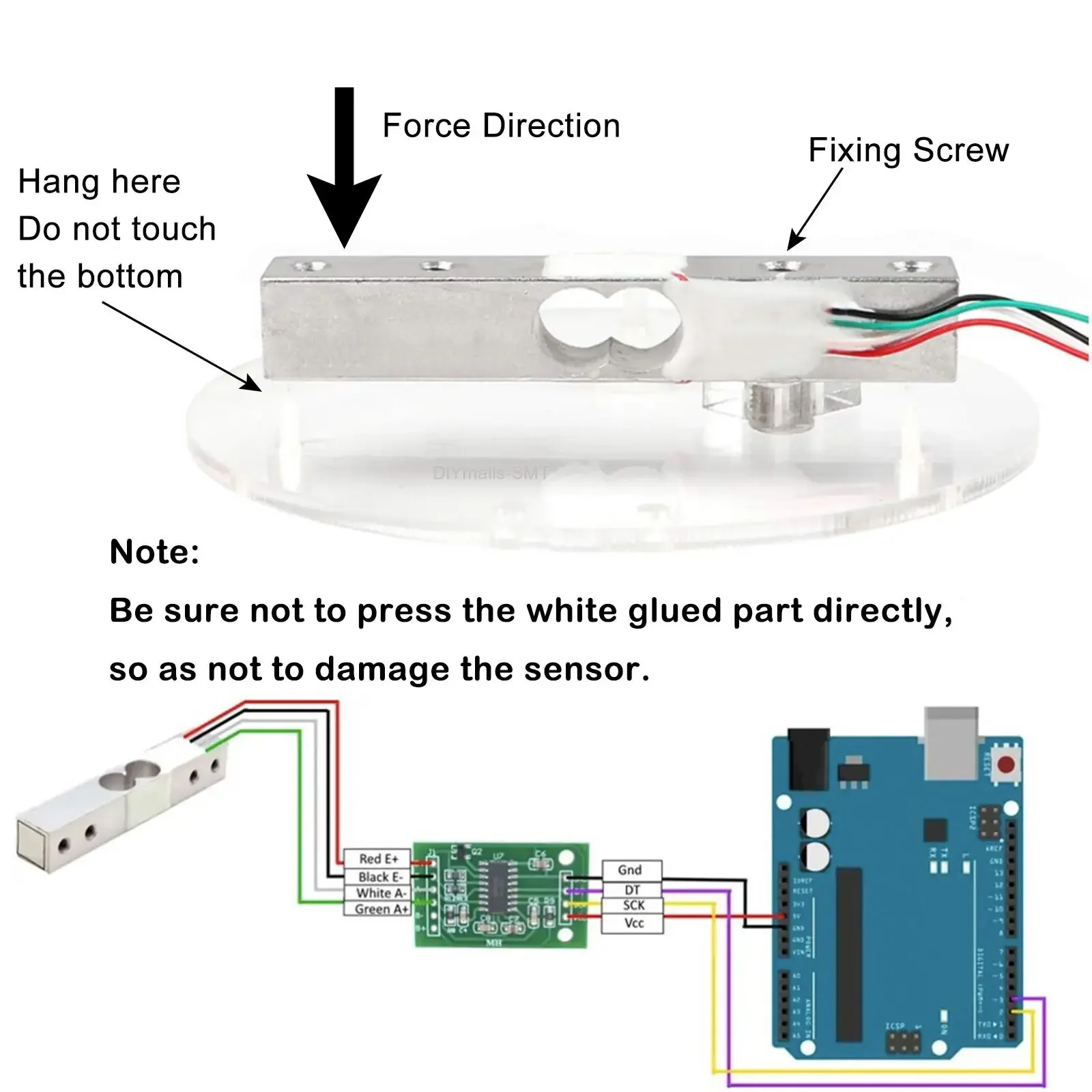 DIYmall 4Sets 20KG Digital Load Cell Weight Sensor Kit with HX711 AD Converter 1g Post-Calibration Accuracy for Arduino Project
