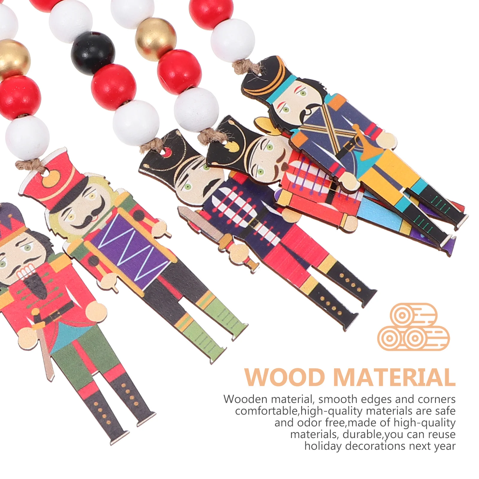 

1Set Wood Beads Garland Christmas Walnut Soldier Pendant Creative Home Hanging Decoration Party Supplies Wood Bead Garlands