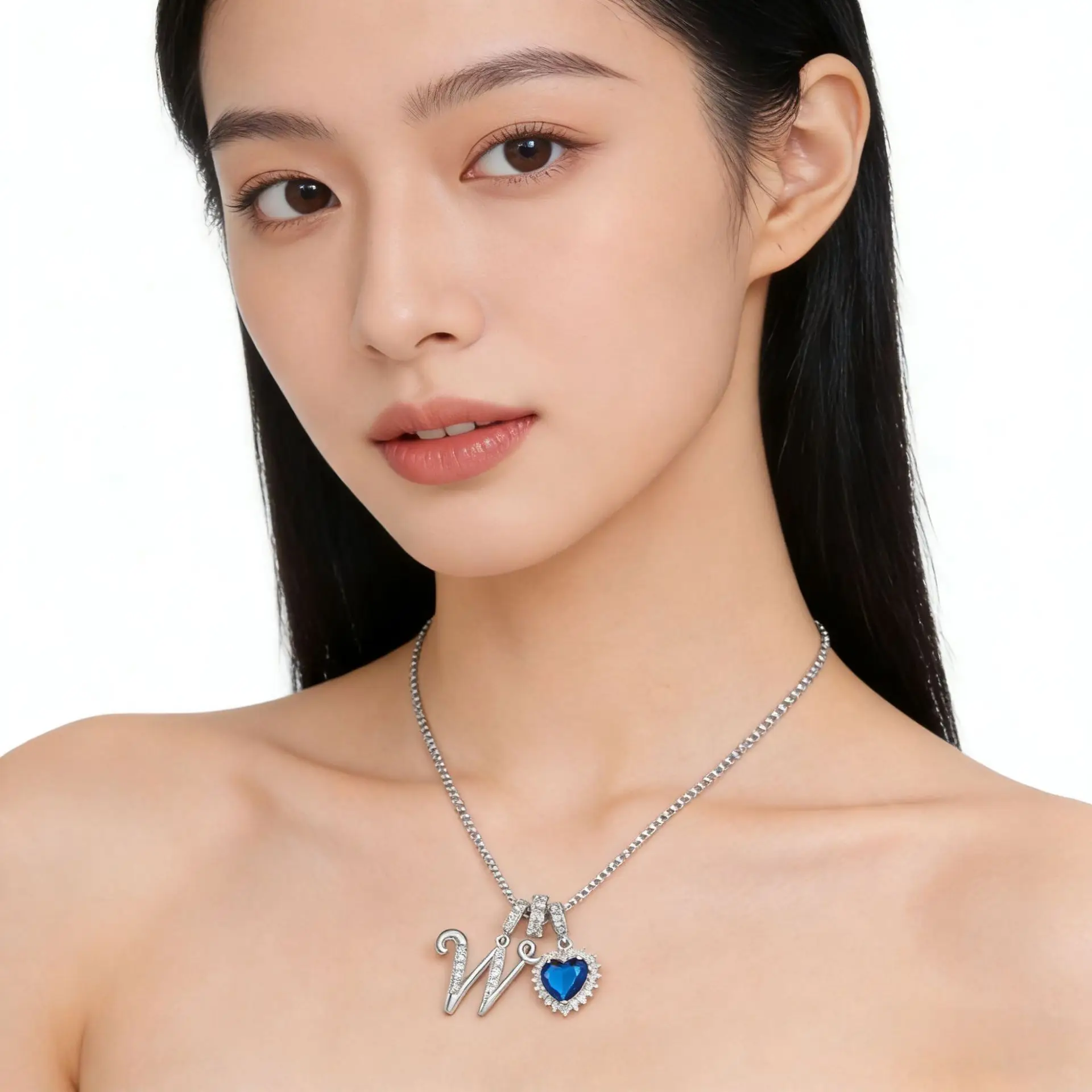 Women's A-Z Initial Letter Pendant Necklace Snake Chain Initial Alphabet CZ Pink Heart Necklace Adjustable Size Hypoallergenic