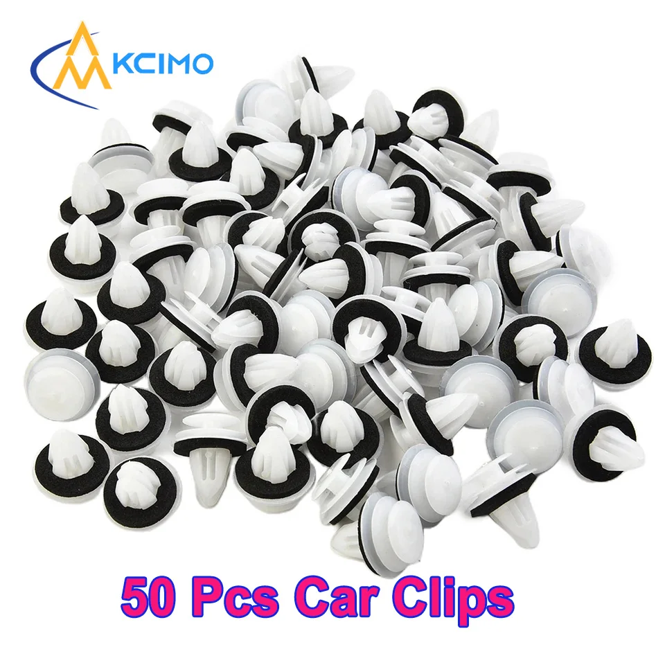 50PCS Universal Door Panel Clips with Seal Ring – Fastener Rivet Retainers for Car Bumper & Trim