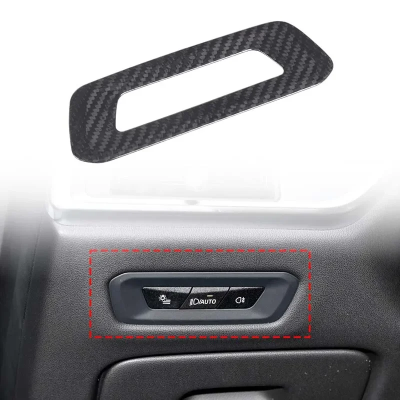 

Для BMW X5/X6 2023 + рамки переключателя фар, декоративные рамки переключателя фар автомобиля, модификация интерьера, настоящее углеродное волокно, 1 шт.