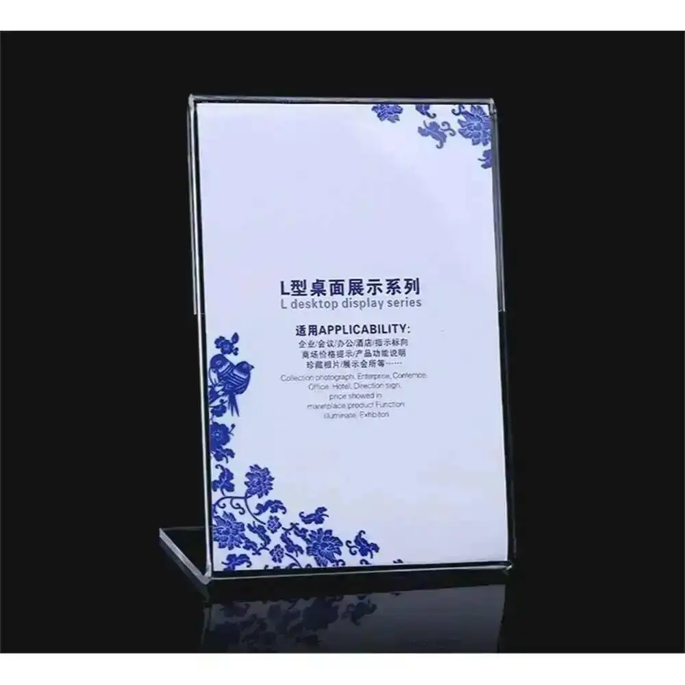 2pcs L-shape Acrylic Menu List Price Card Sign Frame Clear Poster Picture Display Holder A5