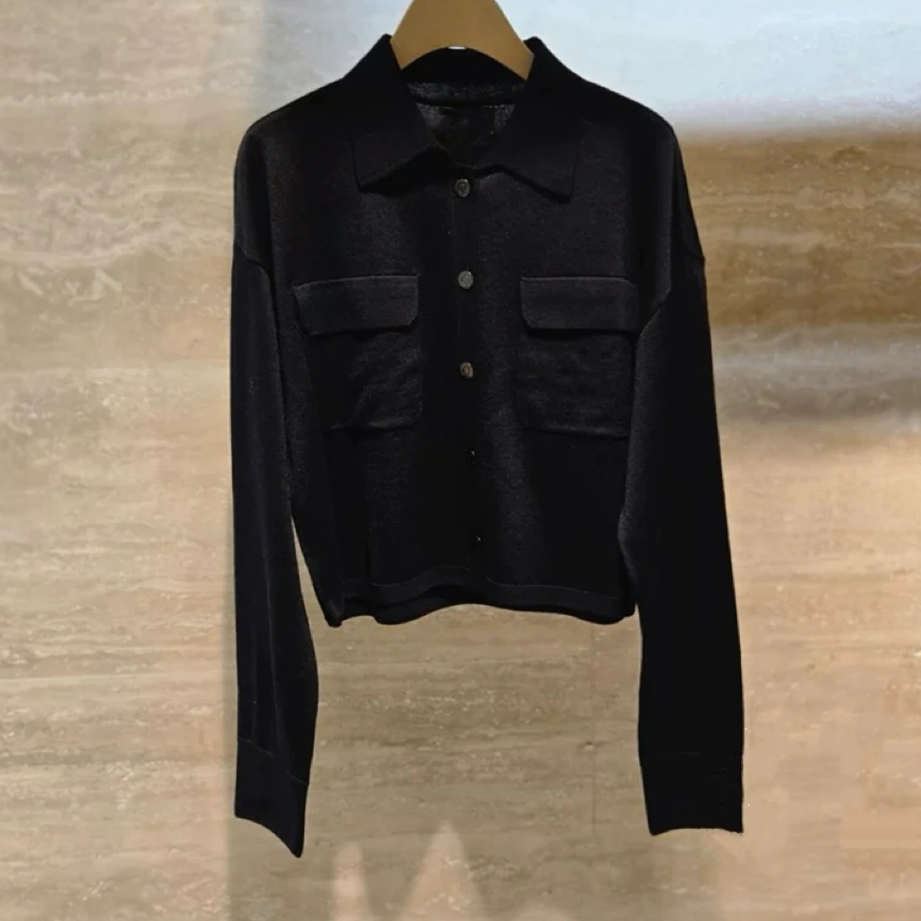 Lemon Cheese Faionable Knitted Open Cardigan Loose Slimming Tee Colors Button-Up  Collar Breathable Cotton Long Sve