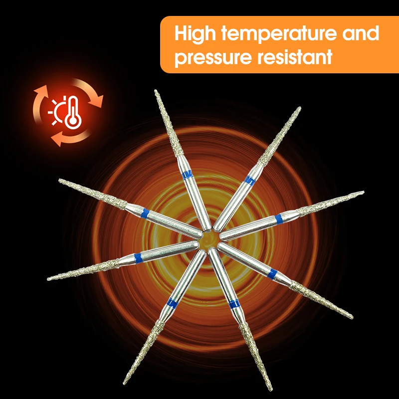 10 шт./коробка, коррозионно-стойкие зубные Алмазные Боры с хвостовиком 1,6 мм, точная Контролируемая резка, Выдерживает высокую термостерилизацию