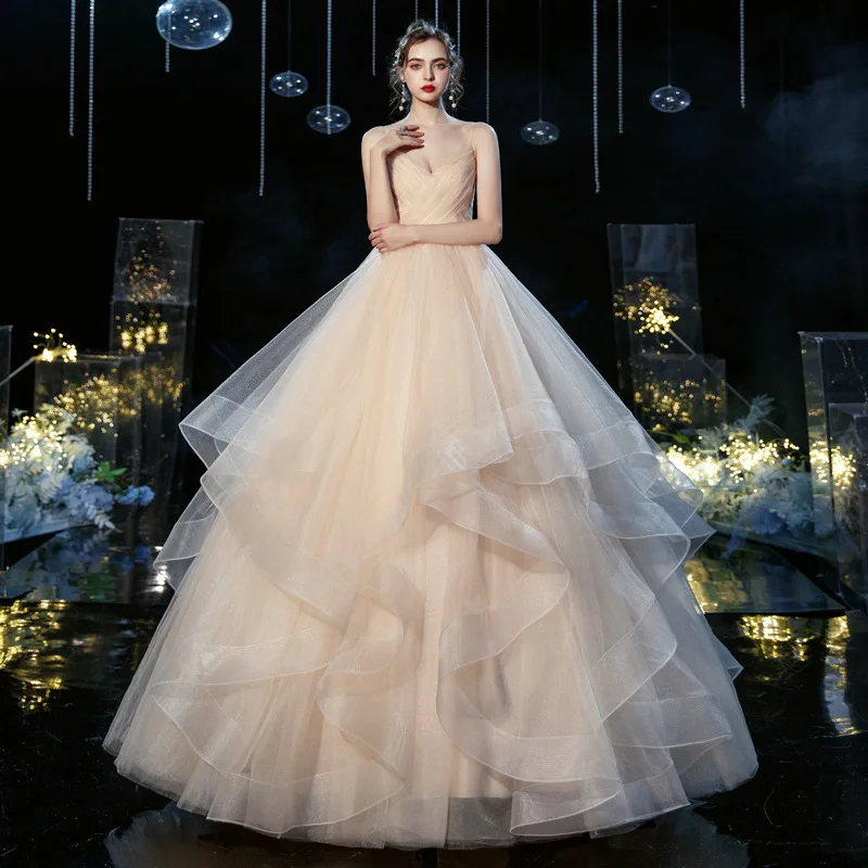 

Main Bridal Graceful Tube Top SlingVCollar Mori Dreamlike Super Fairy Floor-Length Light Wedding Dress