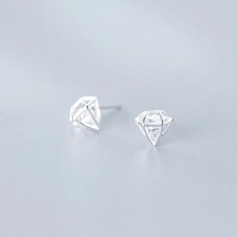 MODIAN Sparking AAA Zircon Geometric Stud Earring for Women 925 Sterling Silver Hollow Out Diamond Shape Ear Studs Fine Jewelry