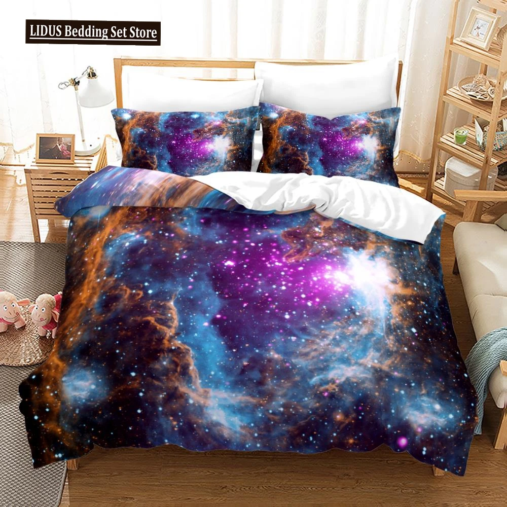 

Galaxy Duvet Cover Set Love Heart Shaped Cloud Comforter Cover King Queen Size For Boys Girls Teens Bedding Set With Pillowcase