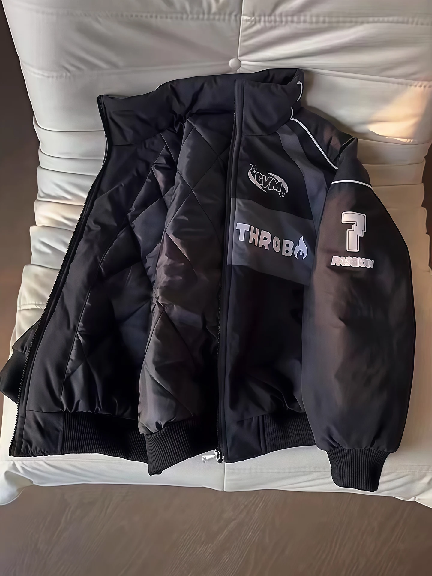 

Bla Thiened ort Cotton Jaet Men's Winter Motorcycle Racing Flight Coat Warm Youth Casual Long Sve Zipper Closure