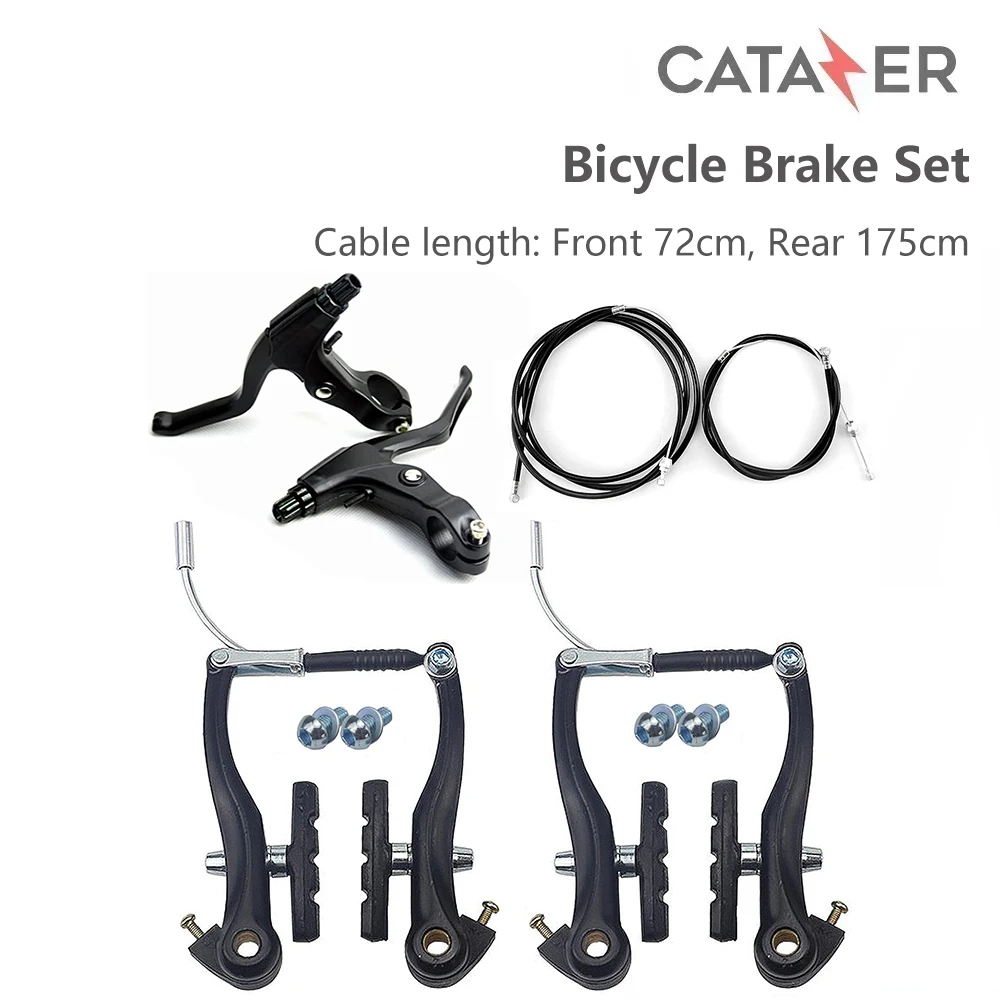 

CATAZER Bicycle Brake Set Front and Rear MTB BMX Bike Rim Brake Kit Include Callipers Levers Cables Cap V-Brake Bike Accesories