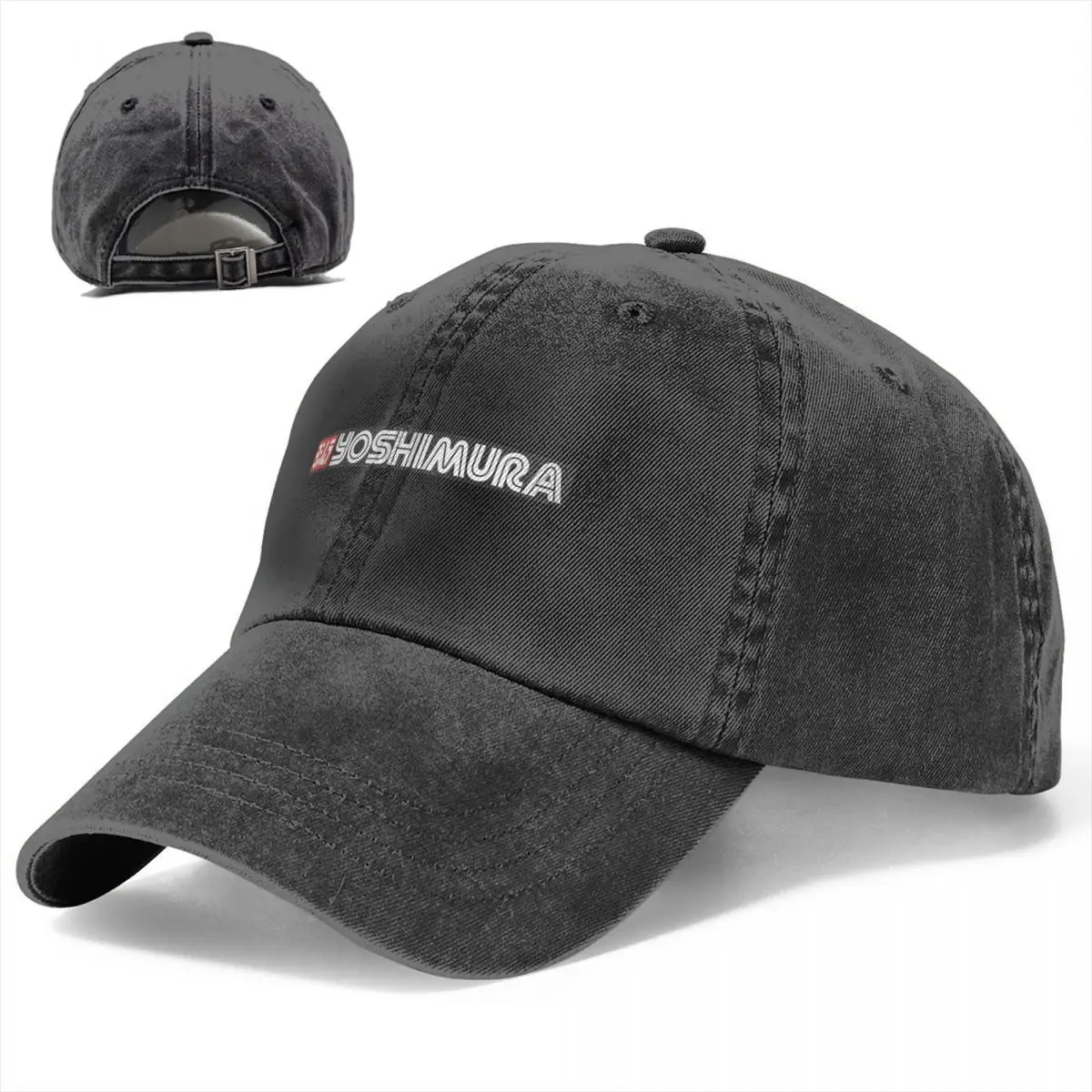 Japanese Motorcycle Race Biker Rider Baseball Cap Vintage Distressed Denim Washed Yoshimura Sun Cap  Golf Adjustable Hats Cap