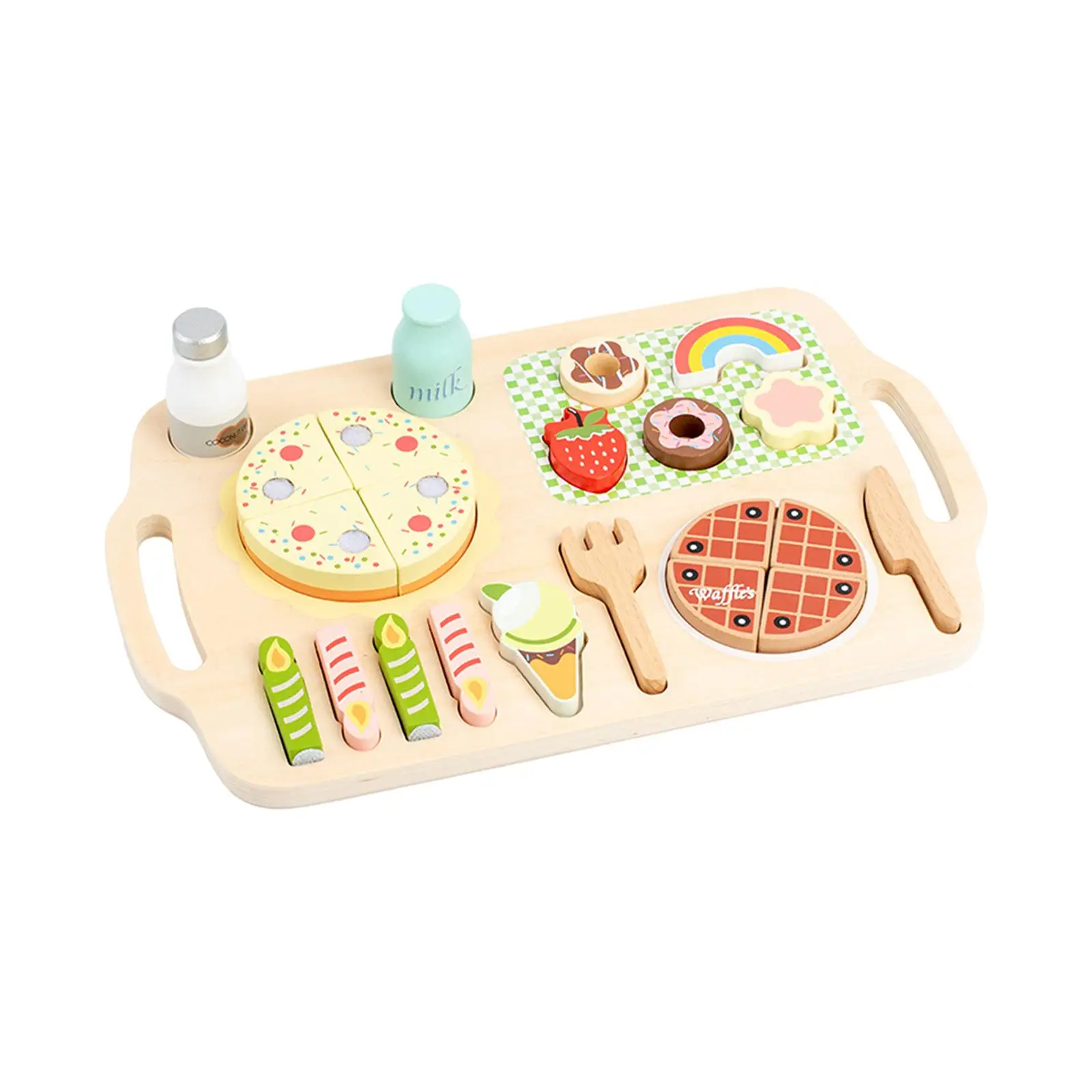 Pretend Play Food Set para Crianças, Conjuntos De Cozinha De Madeira, Brinquedo Puzzle para Aniversário