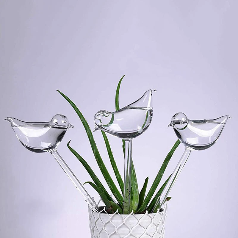 1PC Plant Waterer Transparent Plastic Self Watering Globes Bird Shape Hand Blown Clear Bulbs【Homeclub】