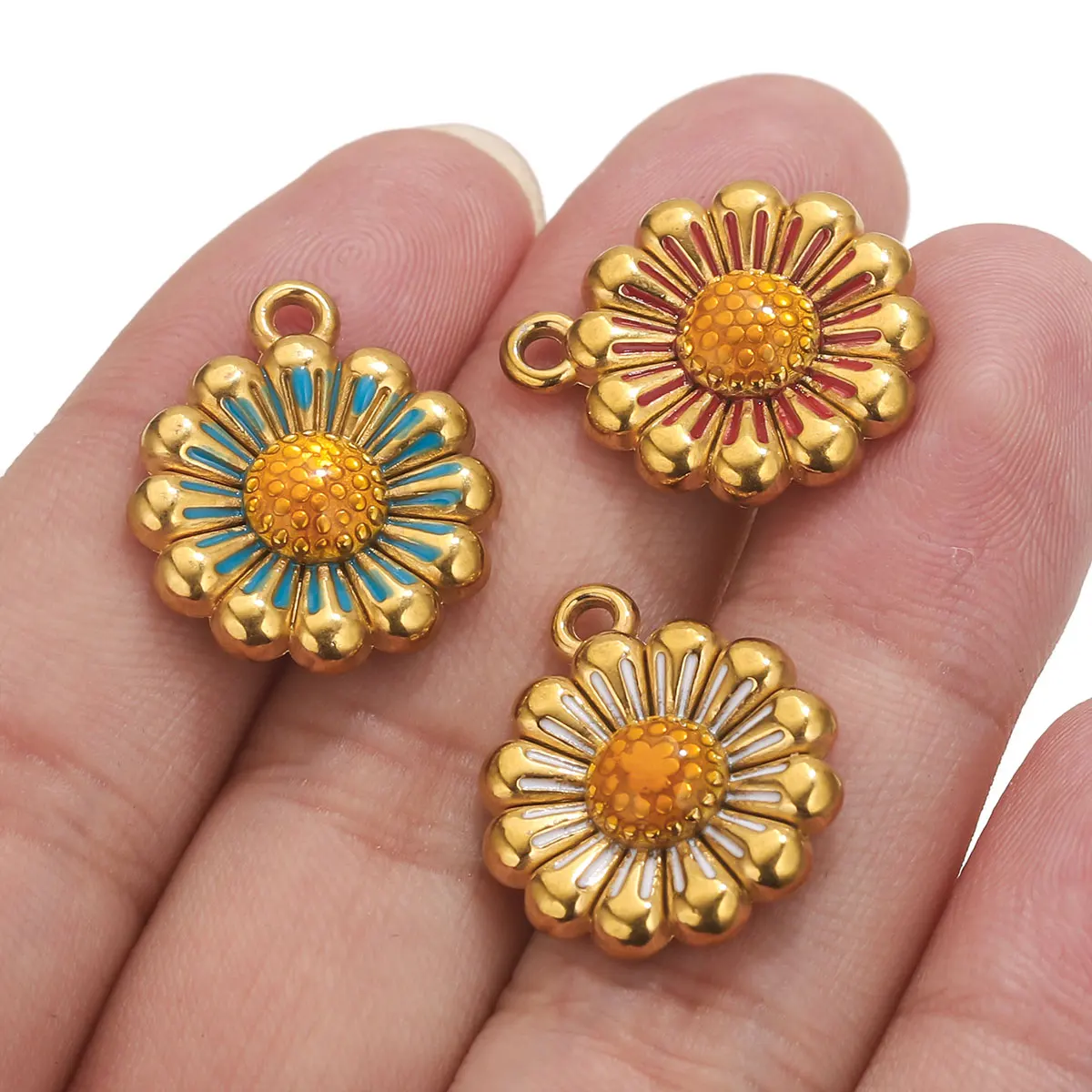 4pcs Stainless Steel Flower Accessories Pendant Personalized Fashion Necklace Earring Jewelry Manufacturing Supplies Wholesale