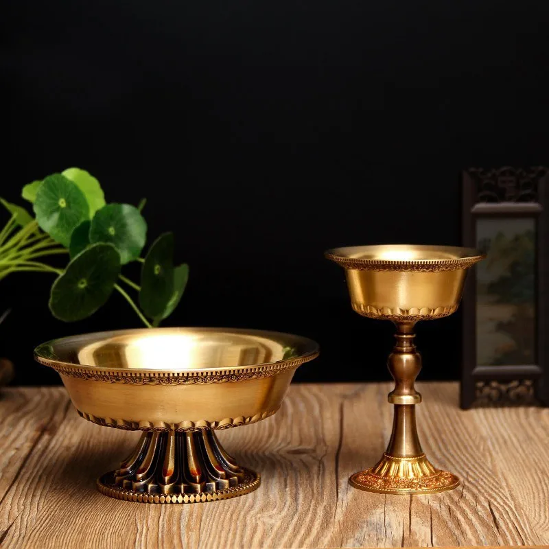 Pure protective , exquisitely carved, a copper offering , a cup with auspicious eight treasures, a Buddhist altar d