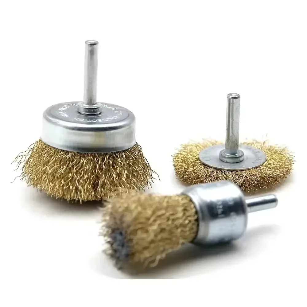 Brosse métallique en acier inoxydable/laiton, roues de polissage, perceuse, outils rotatifs, brosse antirouille en métal