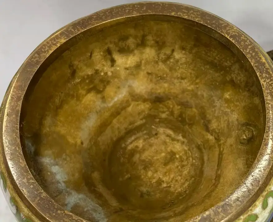 Old Xizang Folk Collection Old Bronze Cloisonne Boshan Censer lotus volcano incense burner Ornament Town house Exorcism