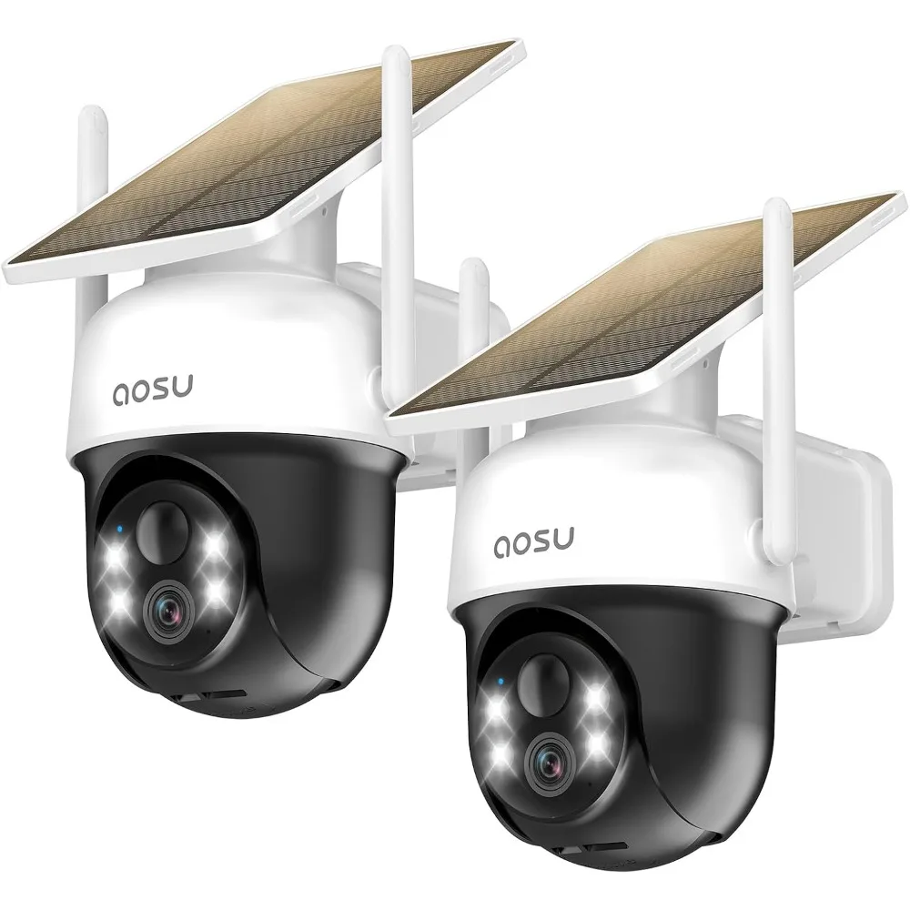 Wireless Solar Camera: 360 Panorama, Auto Tracking, 2K Video, Full-Color Night Vision, Two-Way Audio, 2.4GHz WiFi