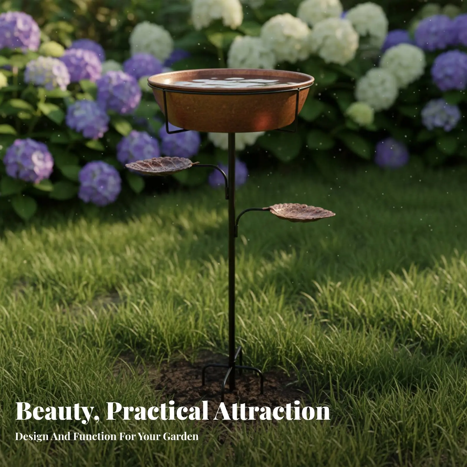 Avian Bath Feeder Combo Deep Basin Avian Bath and Feeder Combo Decorative Garden Birdbath Weather Resistant Freestanding view 3