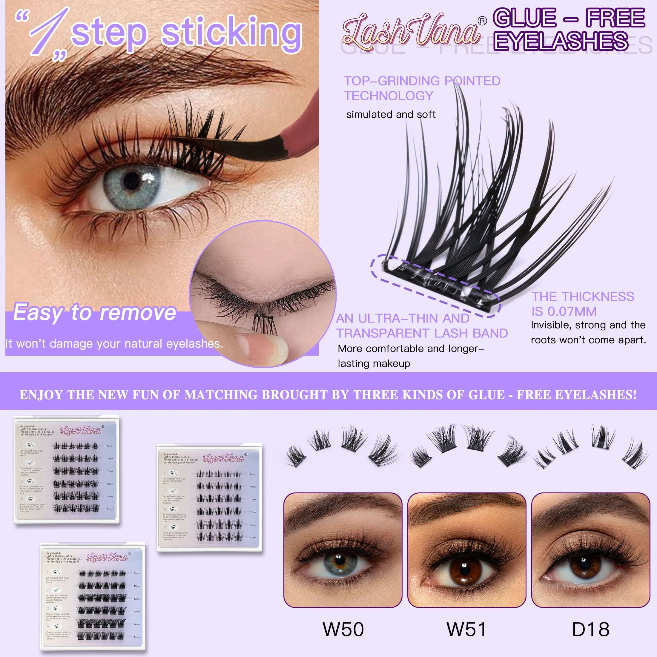 رموش صناعية خالية من الغراء يمكنك صنعها بنفسك سهلة الارتداد ولا حاجة لإزالة وصلة الرموش الفردية maquillaje cosplay مكياج متعدد الأنماط