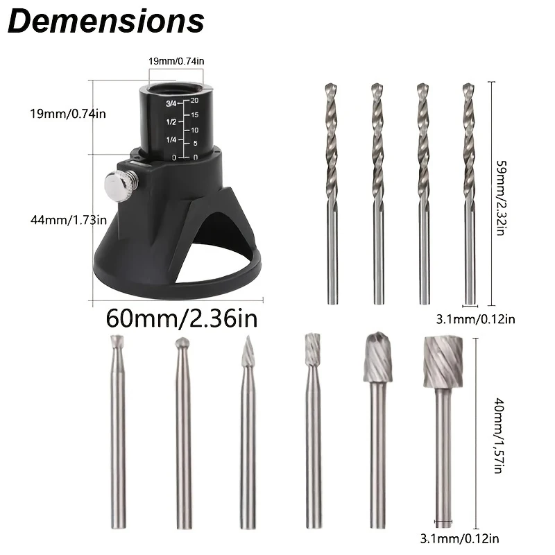 Rotary Router Milling Cutter Guide Attachment Twist Drill Bit Wood Carving Tool Kit Dedicated Locator Woodwork Tool for Dremel