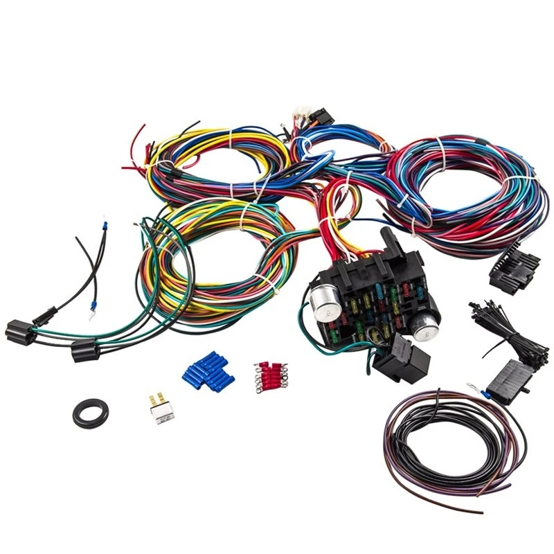 Complete Automotive Wiring Harness Kit For Chevy Ford Chrysler Mopar Hotrods Ratrods Rats 21 Circuits