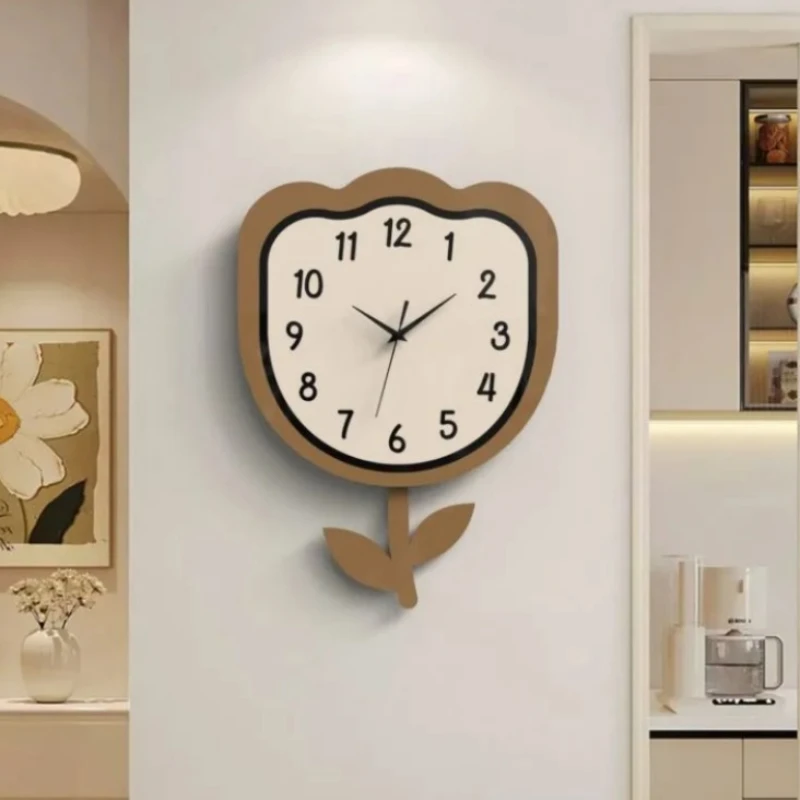 Swaying Flower Clock Living Room Home Dining Room Bedroom Wall Decoration Silent Clock