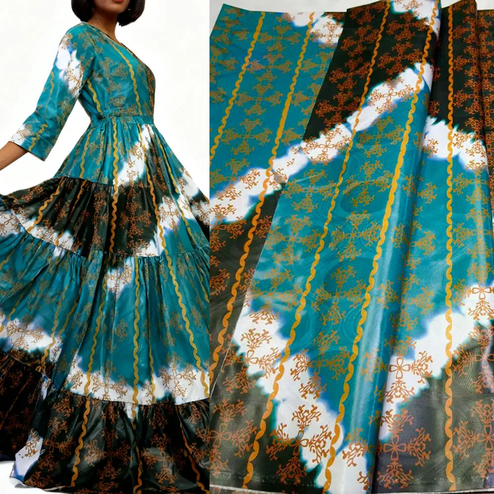 

4 Meters Luxury African Lace Fabric for Wedding & Party Wear | Sparkling Bazin Riche Cotton Material | Boubou Dress by Meter