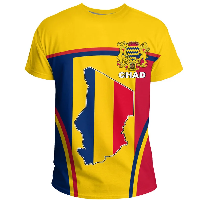 Chad Flag Map 3d Print T Shirt Islamic Republicof Chad Coat Of Arms Graphic Tee Shirts Fashion Mens Clothing Short Sleeves Tops‎