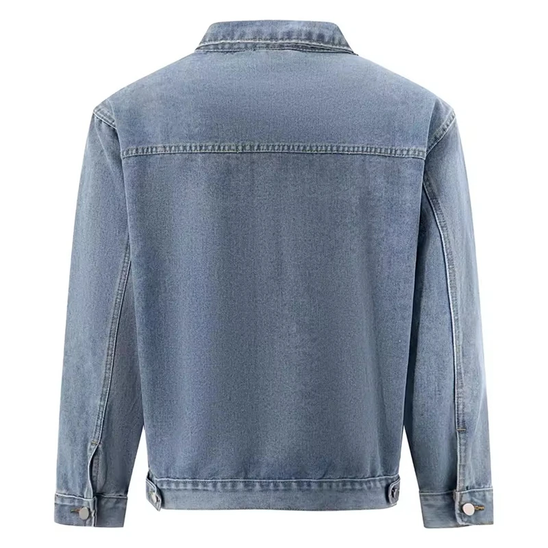 Men Classic Denim Jacket All Match Pure Color Coat Casual Cotton Jean Outerwear Vintage Blue Gray Black