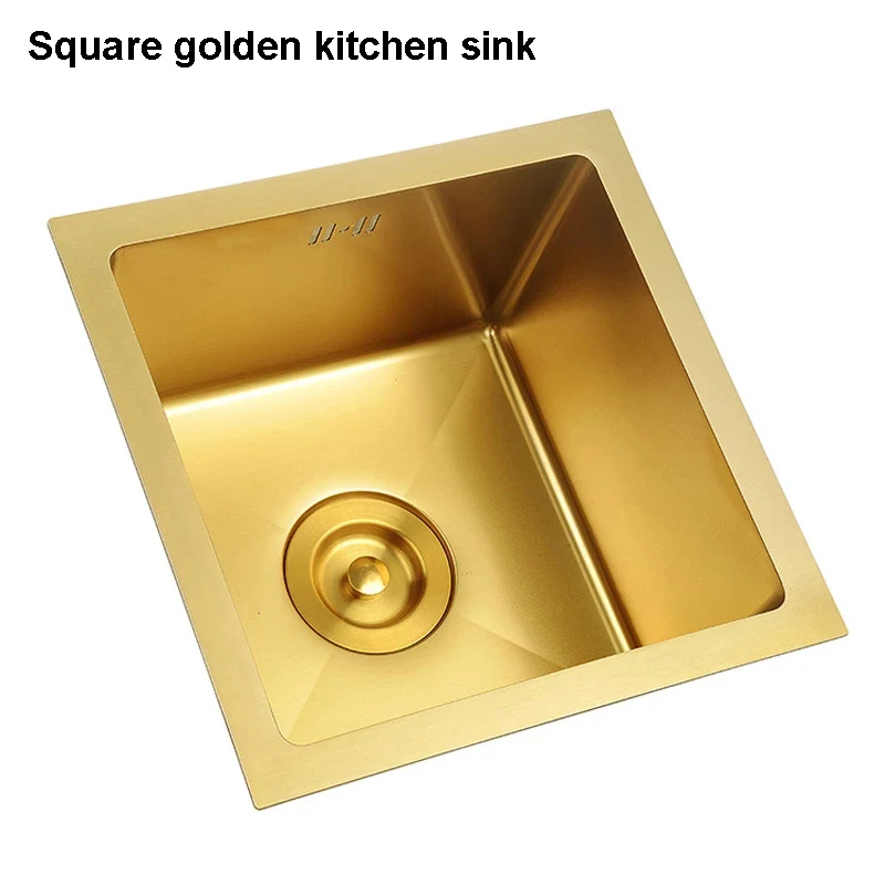 

Gold Nano Handmade Stainless Steel 304 Kitchen Sink Single Bowel Basin Kitchen Sink Embedded Bar Basin Sinks 1.2 Mm Thickness