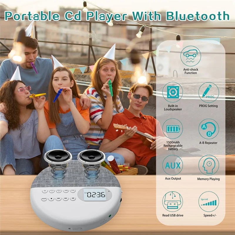 Nuovo lettore audio multifunzione Lettore CD MP3 doppio stereo Macchina per l'apprendimento dell'inglese Macchina per la ripetizione dell'educazione fetale