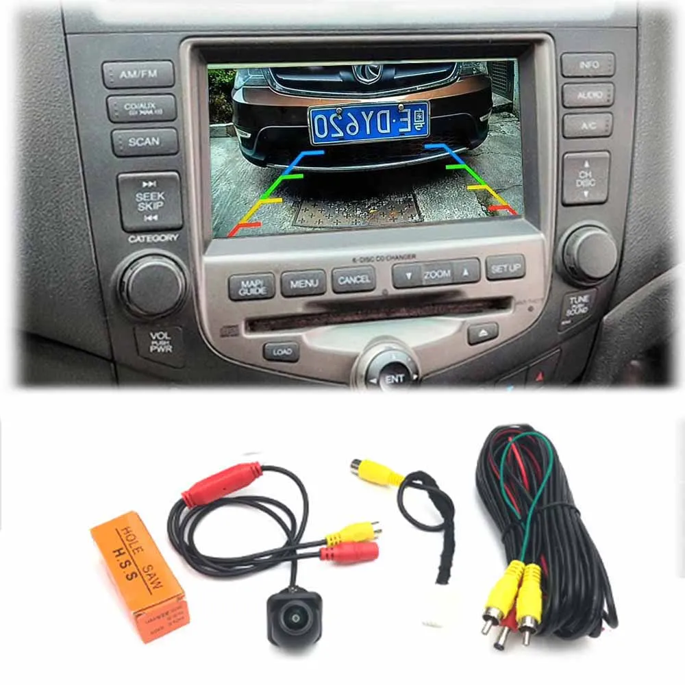VKAUTO Backup Camera adapter Cable For Honda Accord CL9 2005~2008 Oem Stereo Add Rear View Camera kit CCD 720P HD Rersing Camera